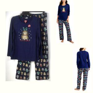 BIN Women’s Pajama Top & Pants Set in Bah Humbug Dog Family PJs NWT
